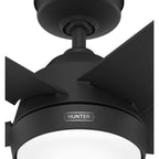 Hunter 52 Skyflow Outdoor Ceiling Fan w/ LED Light Kit, Wall Control - Coastal Modern Contemporary - WeatherMax - WET-RATED!
