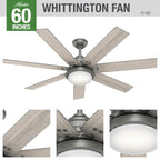 Hunter WiFi Whittington Ceiling Fan with LED Light, Handheld Remote - Windmill - Industrial, Farmhouse, Rustic - SMART FAN!