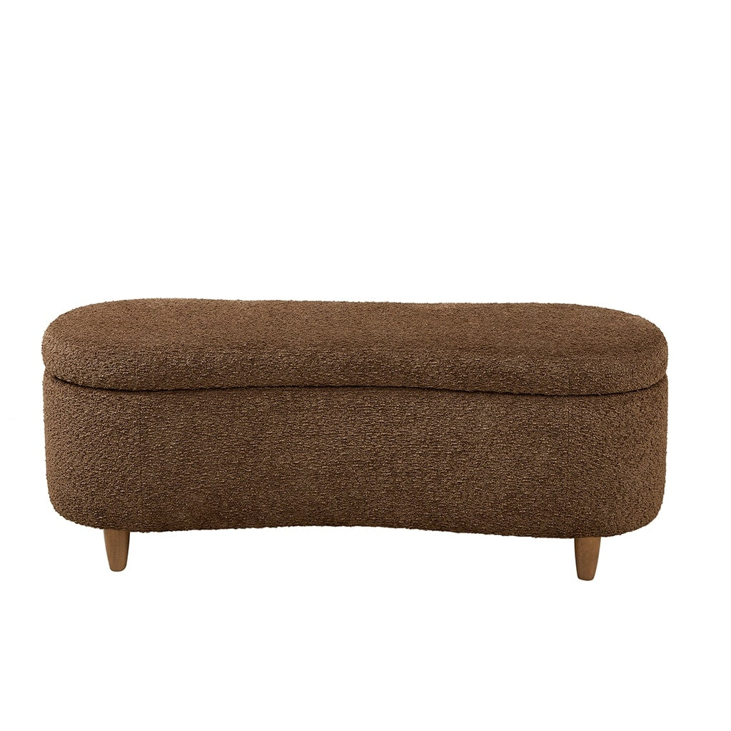 INK IVY Bailey Boucle-Style Curved Storage Accent Bench