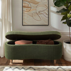 INK IVY Bailey Boucle-Style Curved Storage Accent Bench