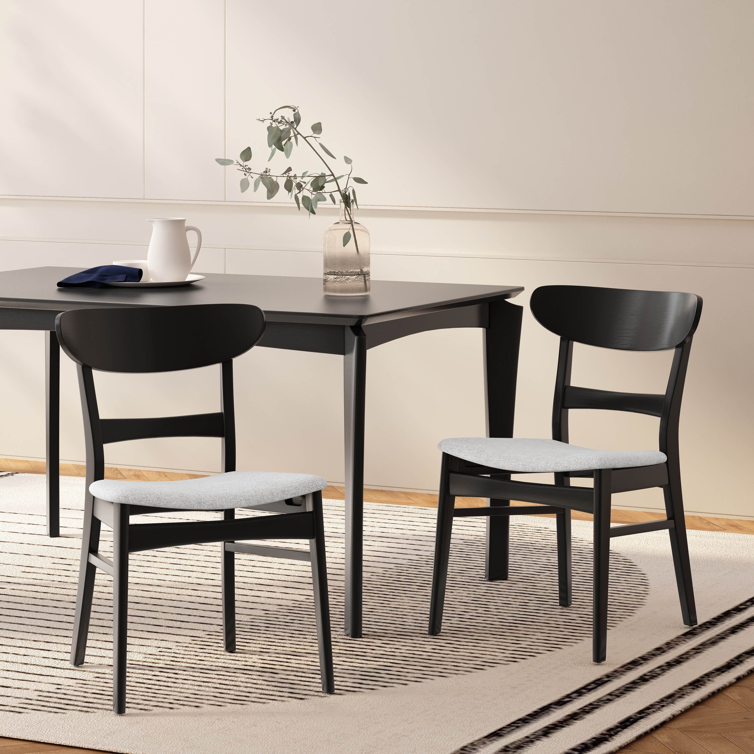 Abrielle Mid-Century Modern Upholstered Rubberwood Dining Chair (Set of 2) by Christopher Knight Home