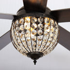 52 Industrial Black Wood 5-blade Crystal Ceiling Fan with Remote