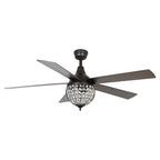 52 Industrial Black Wood 5-blade Crystal Ceiling Fan with Remote