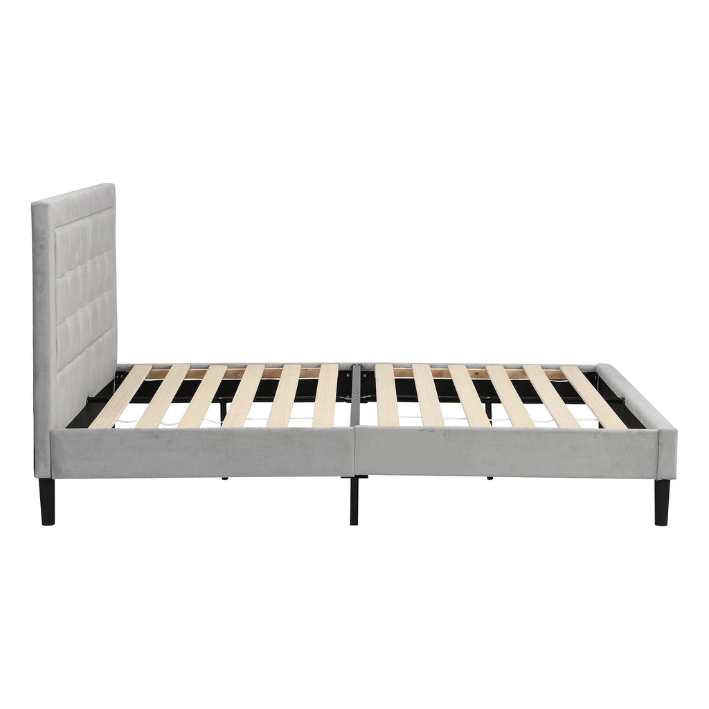Chastleton Upholstered Bed with Diamante Headboard (Grey Velvet)