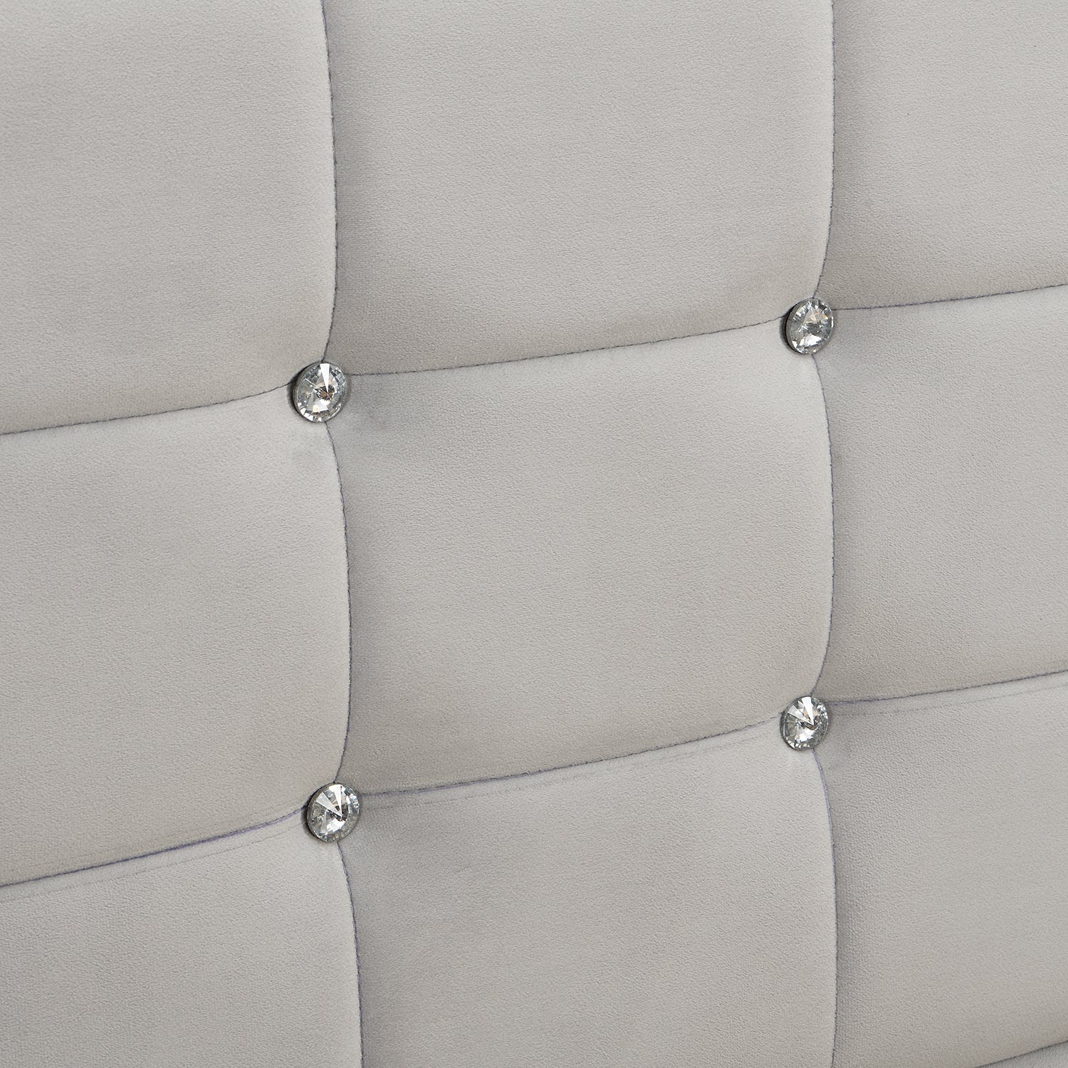 Chastleton Upholstered Bed with Diamante Headboard (Grey Velvet)