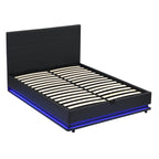 Buxton Faux Leather End Opening Ottoman Storage Bed Frame with Multi-colour LED Light Strip (Black PU)