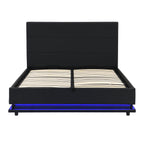 Buxton Faux Leather End Opening Ottoman Storage Bed Frame with Multi-colour LED Light Strip (Black PU)