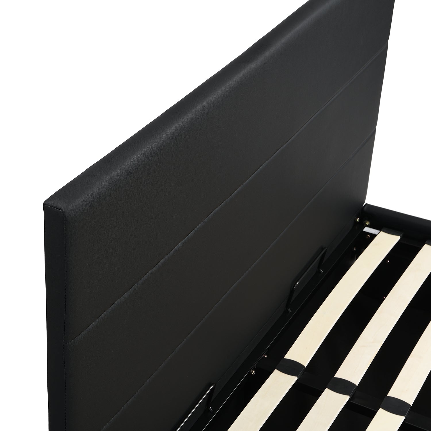 Buxton Faux Leather End Opening Ottoman Storage Bed Frame with Multi-colour LED Light Strip (Black PU)