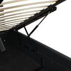 Buxton Faux Leather End Opening Ottoman Storage Bed Frame with Multi-colour LED Light Strip (Black PU)