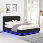Buxton Faux Leather End Opening Ottoman Storage Bed Frame with Multi-colour LED Light Strip (Black PU)