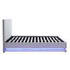 Buxton End Opening Ottoman Storage Bed Frame with Multi-colour LED Light Strip (Light Grey Velvet)