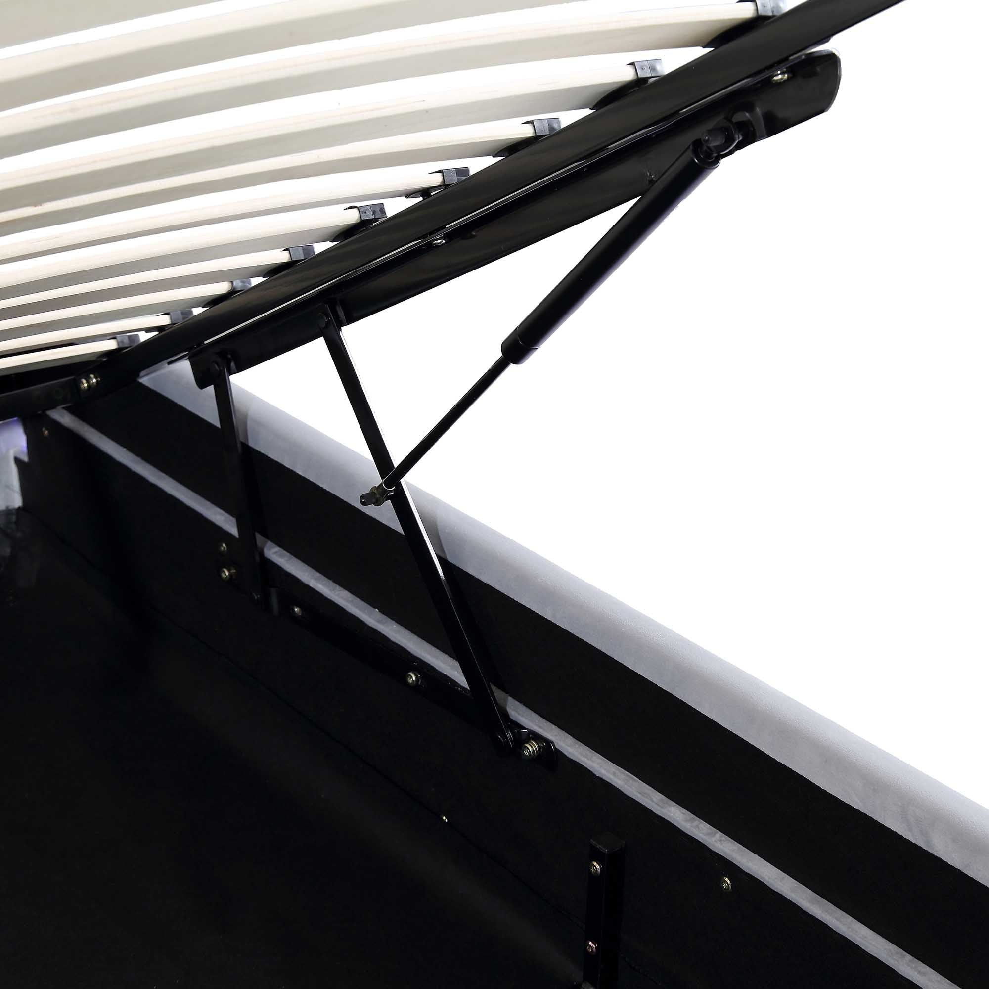 Buxton End Opening Ottoman Storage Bed Frame with Multi-colour LED Light Strip (Light Grey Velvet)