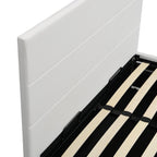 Buxton Faux Leather End Opening Ottoman Storage Bed Frame with Muti-colour LED Light Strip (White PU)