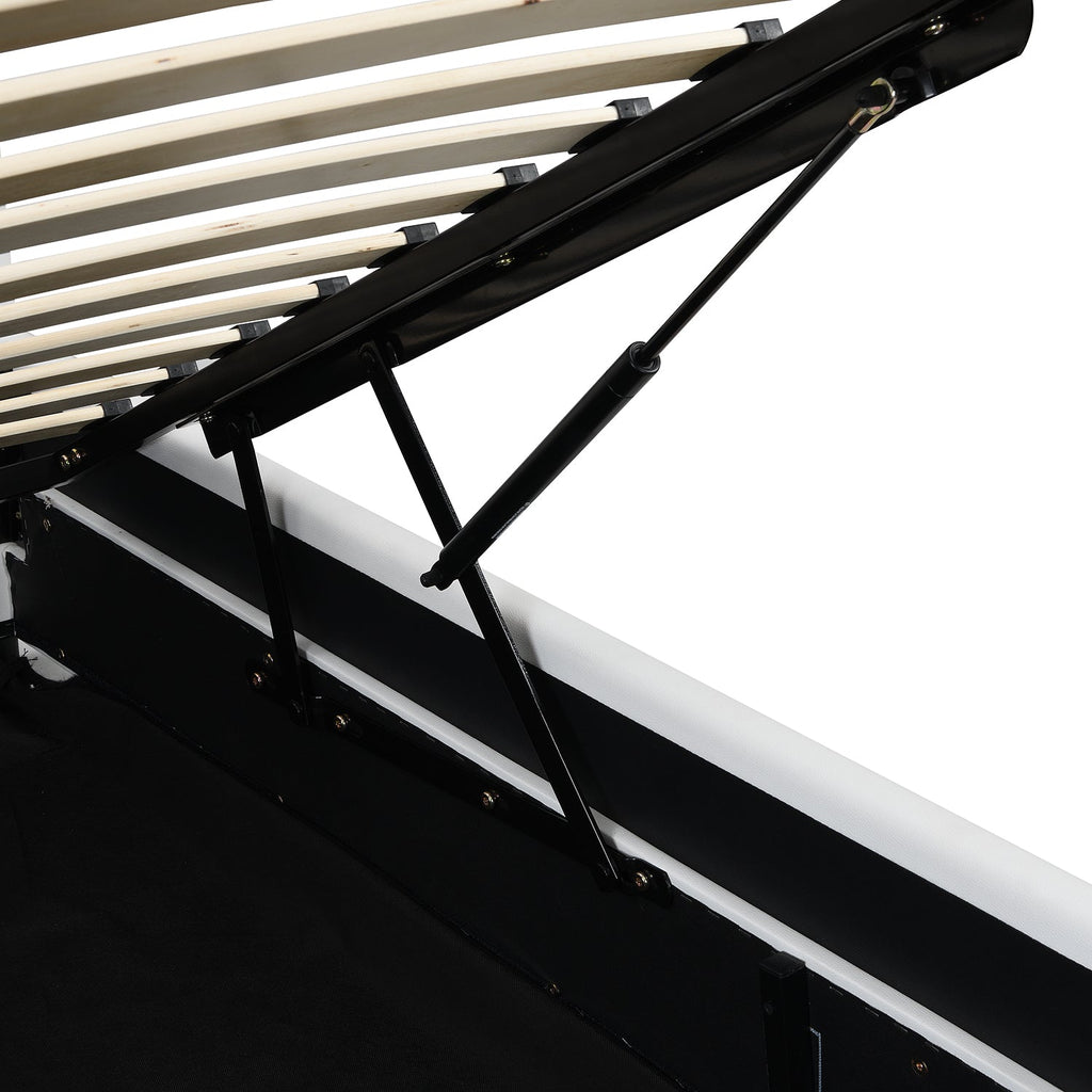 Buxton Faux Leather End Opening Ottoman Storage Bed Frame with Muti-colour LED Light Strip (White PU)