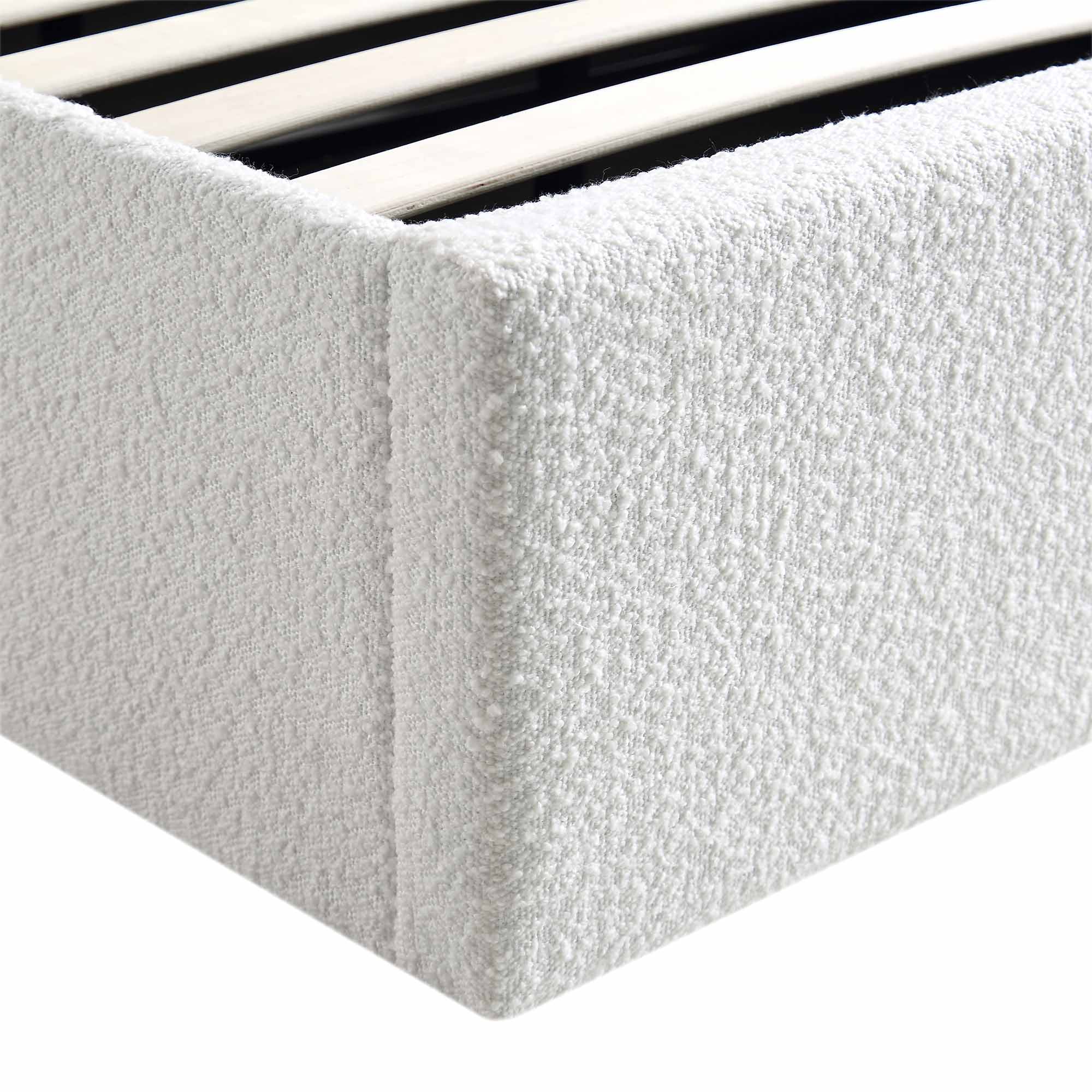 Archer White Boucle Ottoman Storage Bed