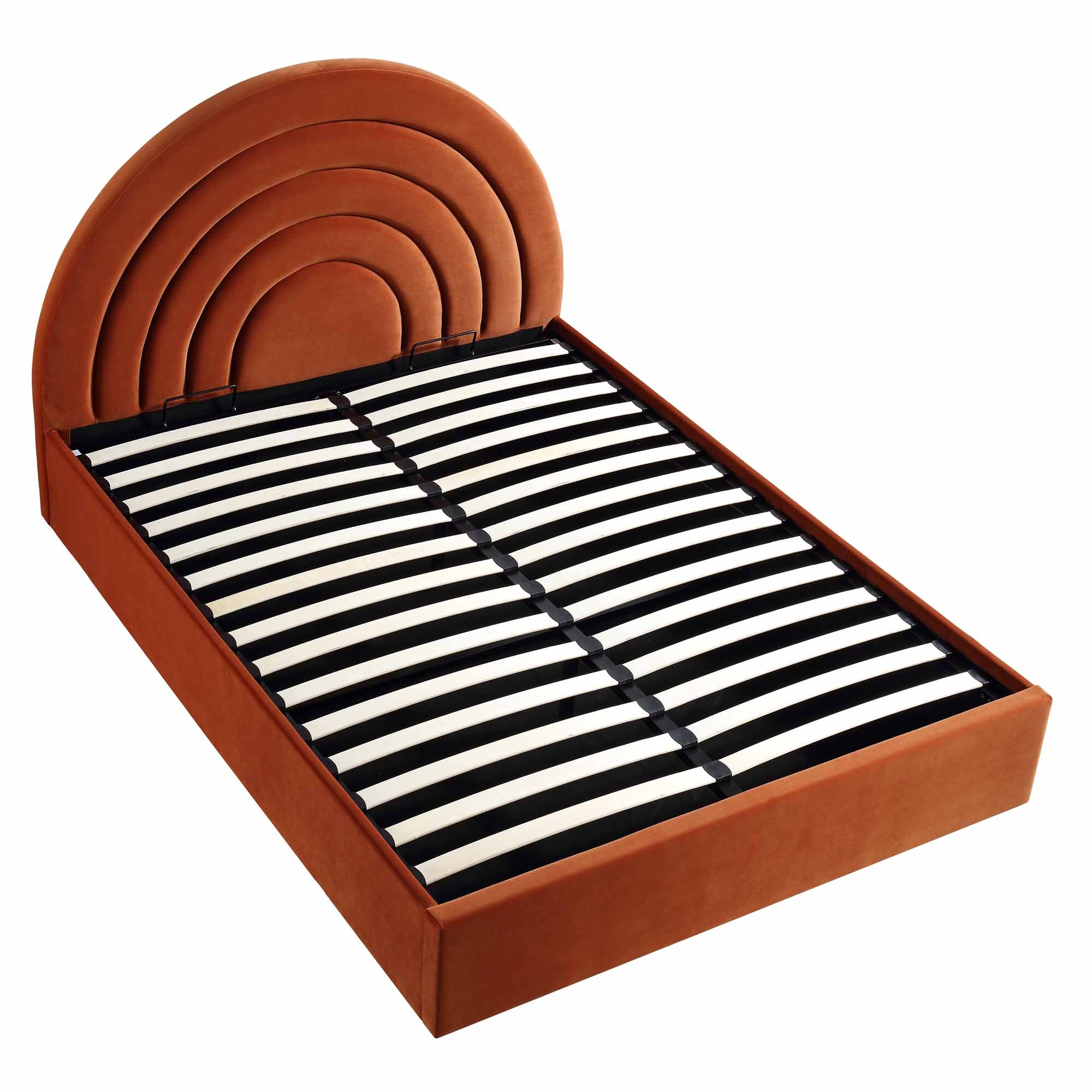 Archer Rust Velvet Ottoman Storage Bed