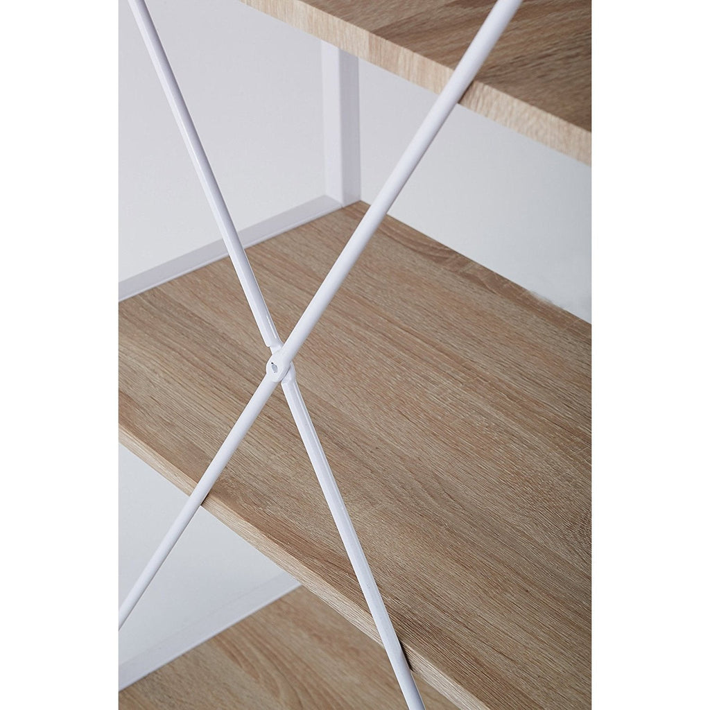 4-Tier Shelves Computer Workstation Desk, Natural Colour