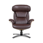 Jovan 31.5 Curved Wood Genuine Leather Recliner Lounge Chair