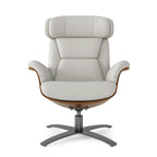 Jovan 31.5 Curved Wood Genuine Leather Recliner Lounge Chair