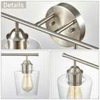 KAWOTI 4-Light Dimmable Metal Bathroom Vanity Light with Glass Shade