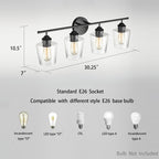 KAWOTI 4-Light Dimmable Metal Bathroom Vanity Light with Glass Shade