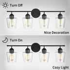 KAWOTI 4-Light Dimmable Metal Bathroom Vanity Light with Glass Shade