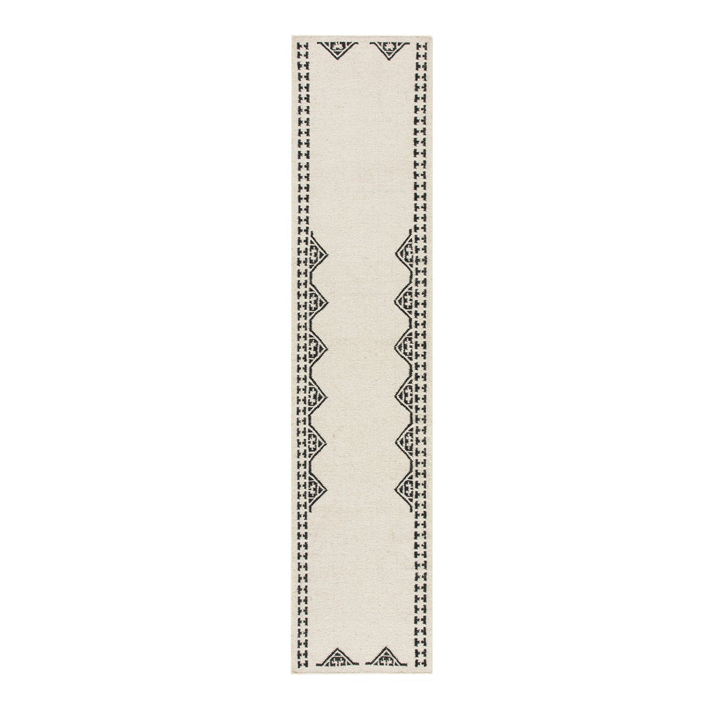 Atlan Cream & Black Handwoven Wool Runner