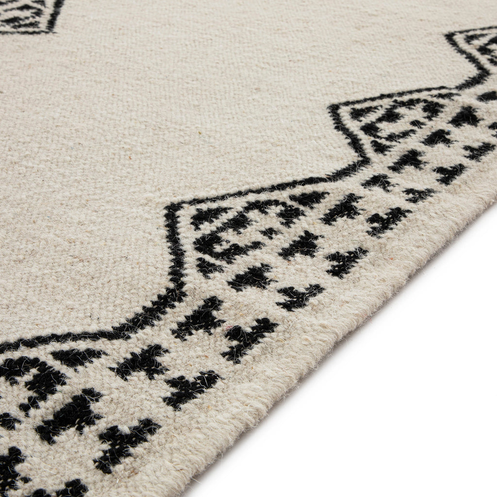 Atlan Cream & Black Handwoven Wool Runner