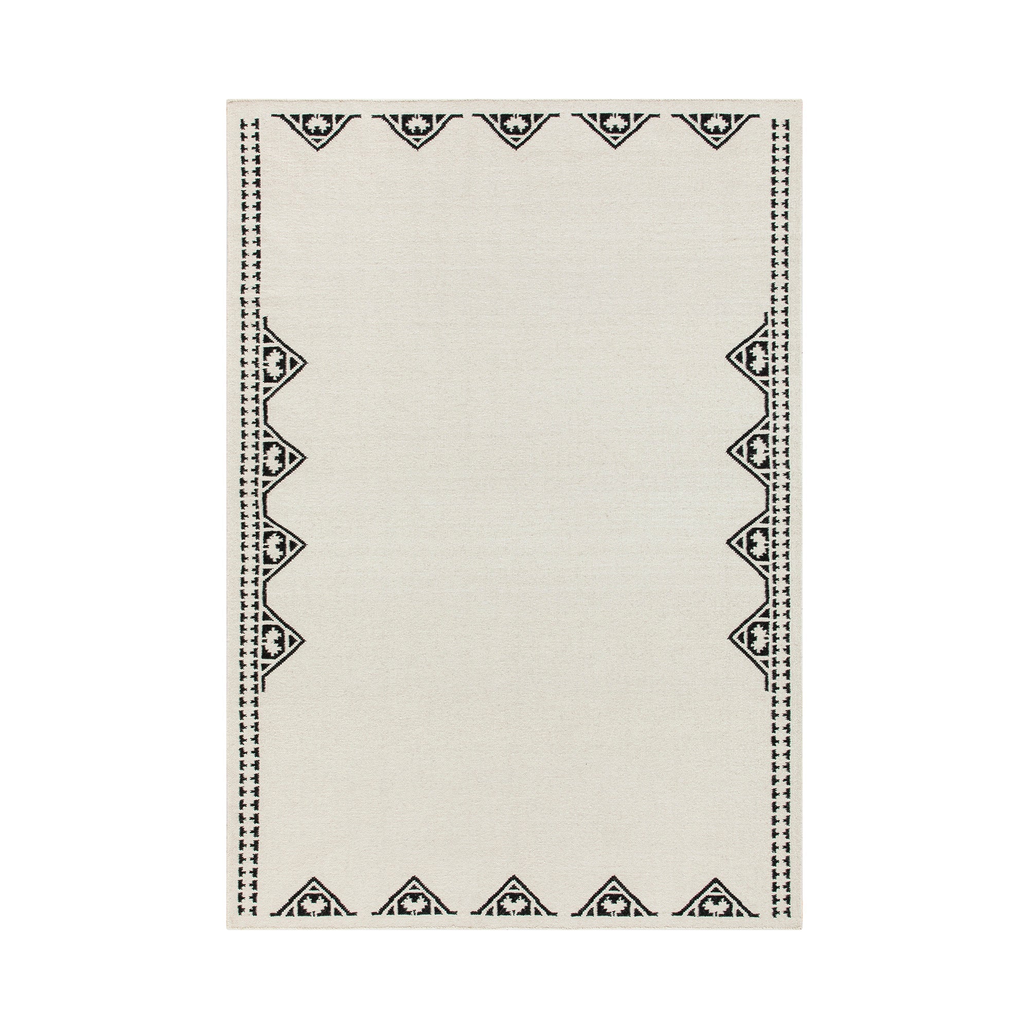 Atlan Cream & Black Handwoven Wool Rug