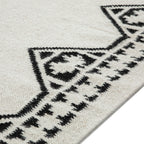 Atlan Cream & Black Handwoven Wool Rug