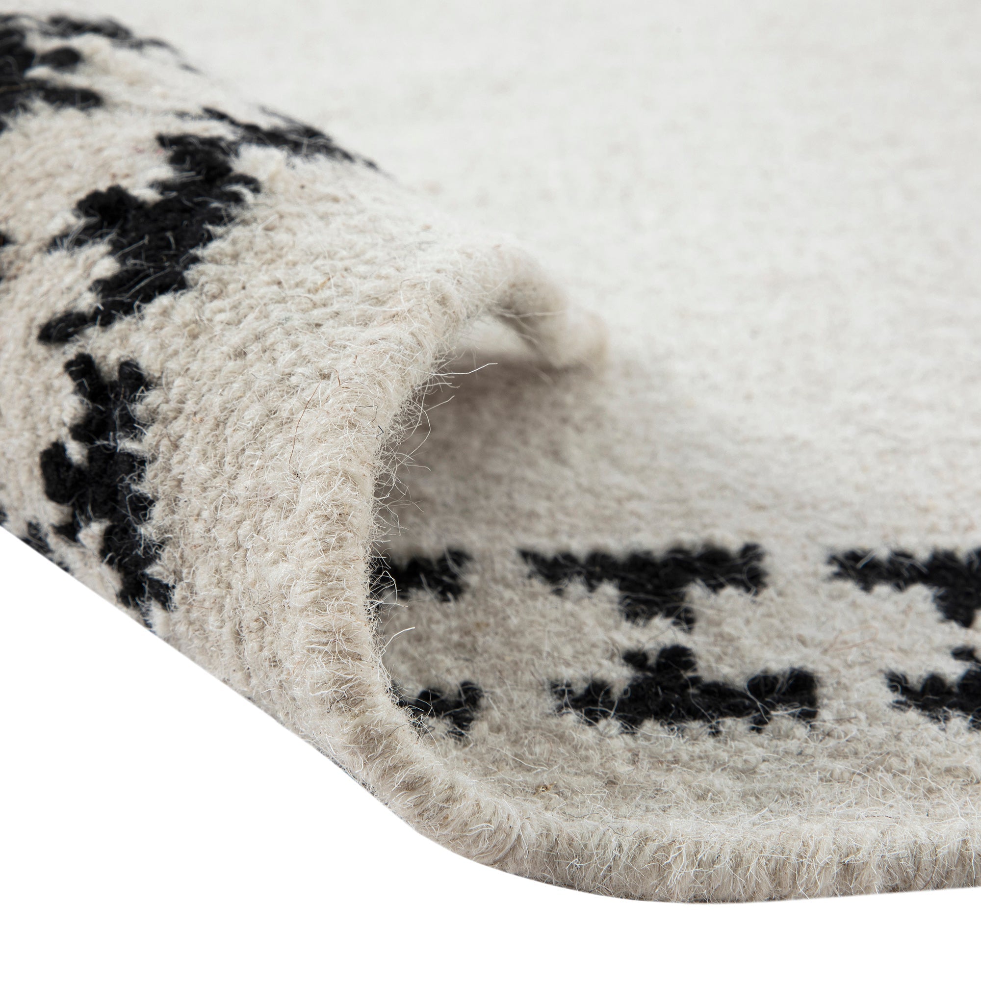 Atlan Cream & Black Handwoven Wool Rug