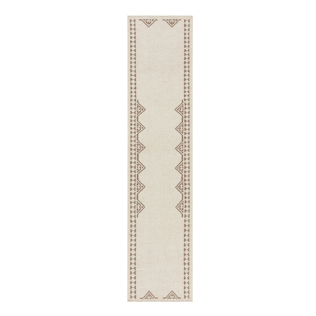 Atlan Cream & Taupe Handwoven Wool Runner