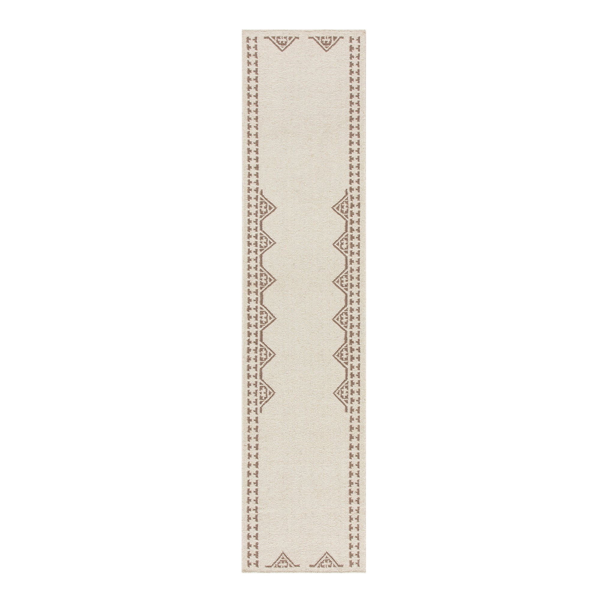 Atlan Cream & Taupe Handwoven Wool Runner