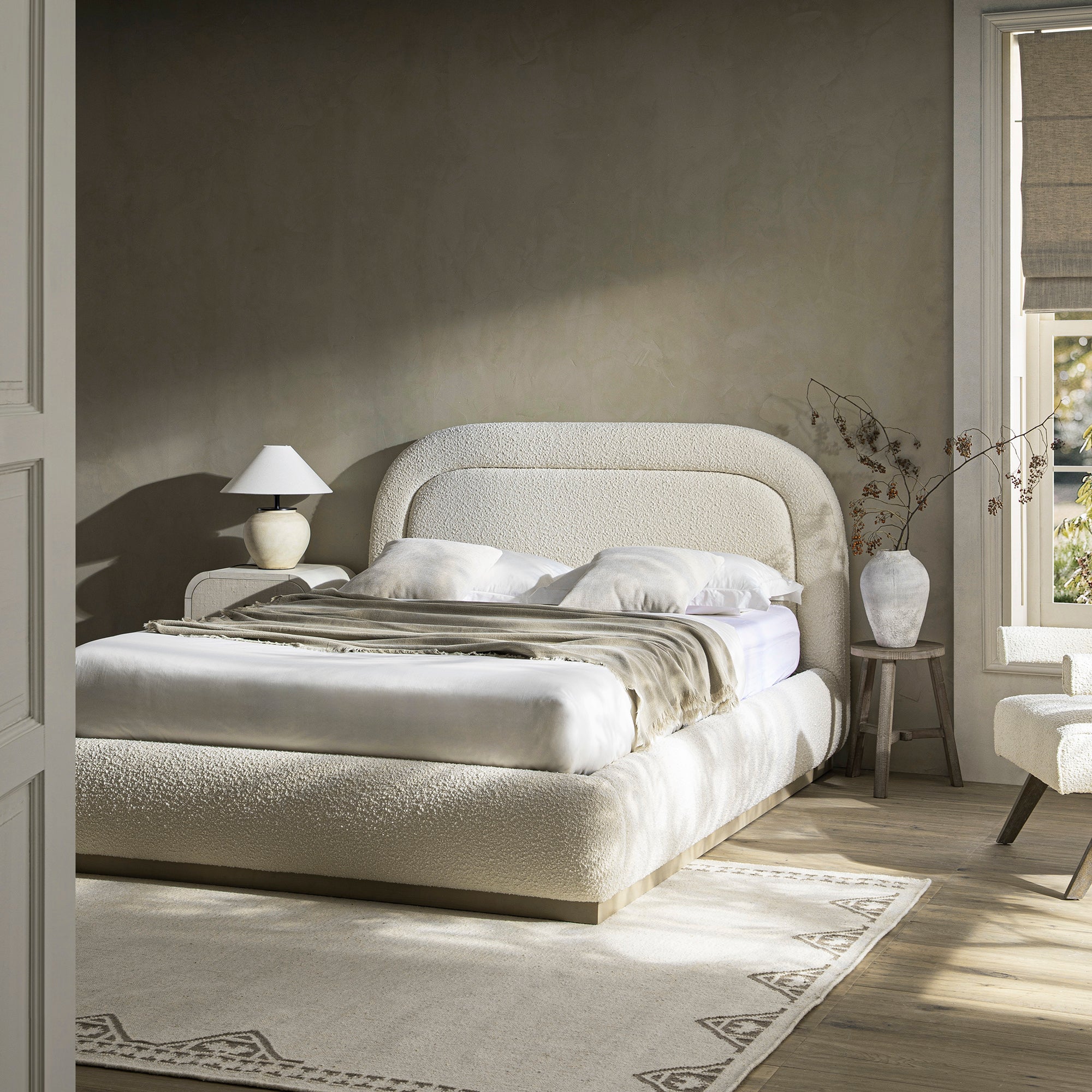 Atlan Cream & Taupe Handwoven Wool Rug