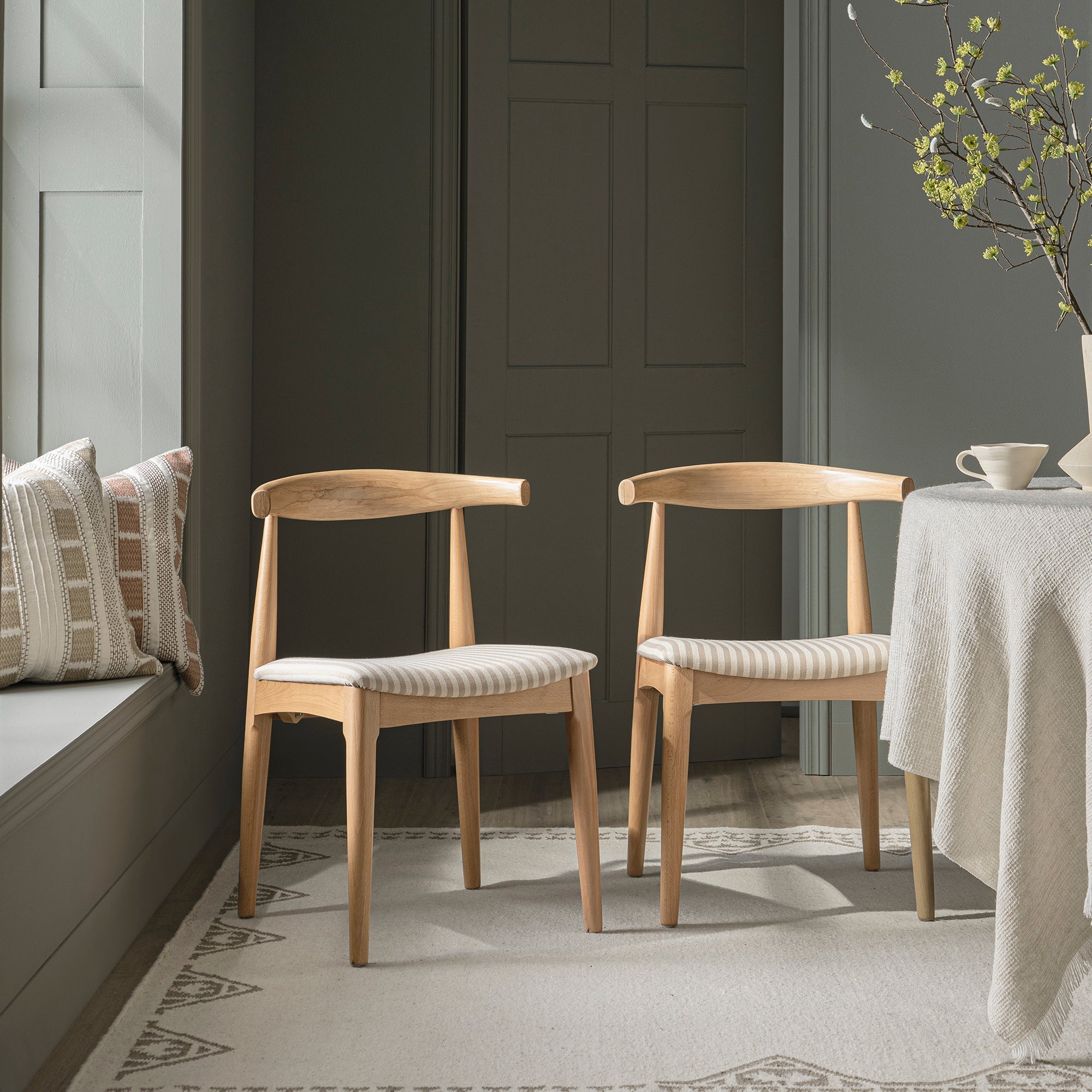 Atlan Cream & Taupe Handwoven Wool Rug