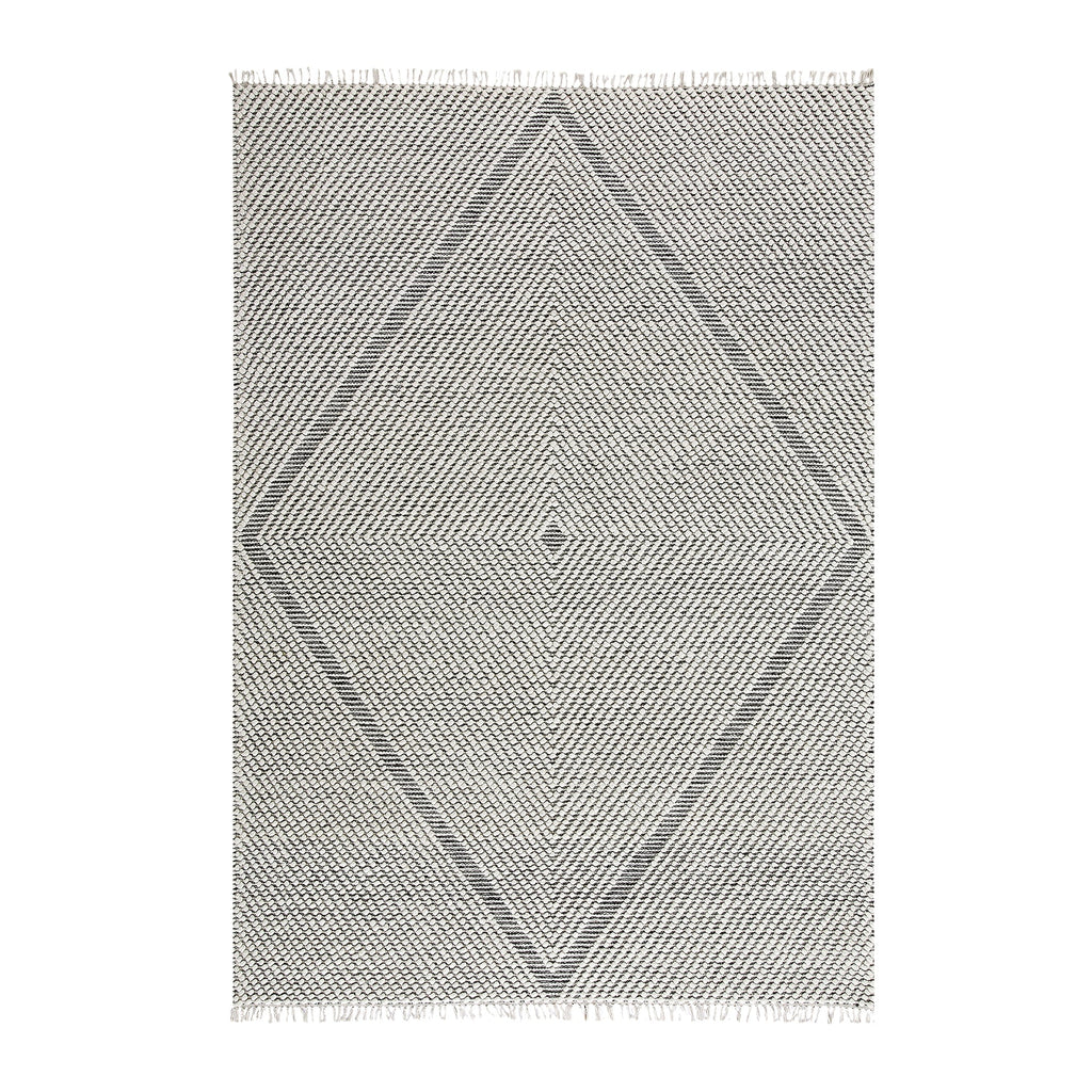 Avanti Handwoven Salt and Pepper Diamond Bobble Wool Rug