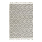 Avanti Handwoven Light Grey and Cream Diamond Bobble Wool Rug
