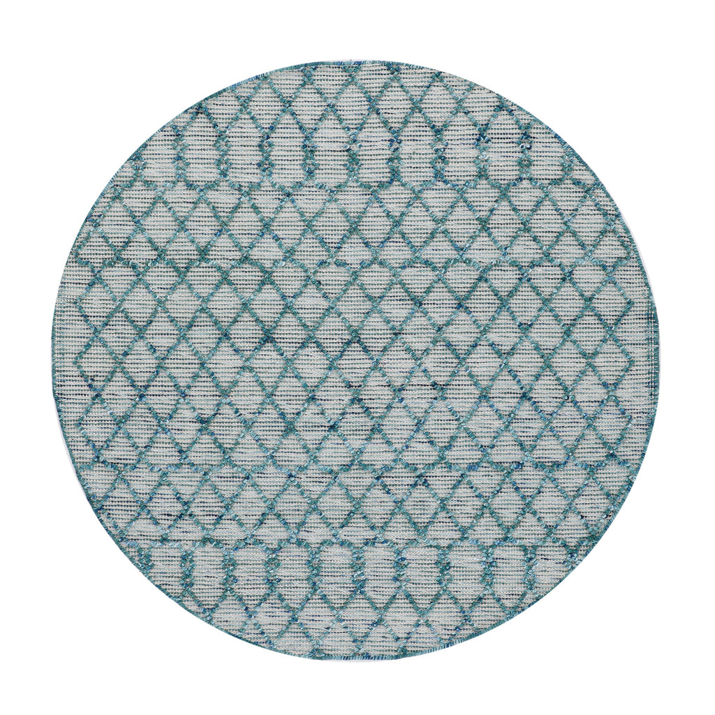 Avanti Handwoven Aquamarine Bobble Wool Round Rug