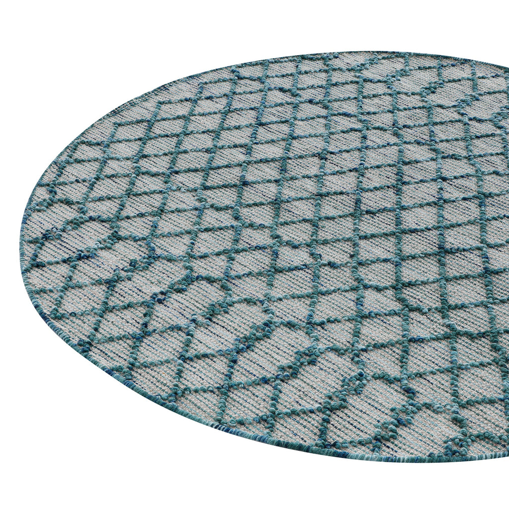 Avanti Handwoven Aquamarine Bobble Wool Round Rug