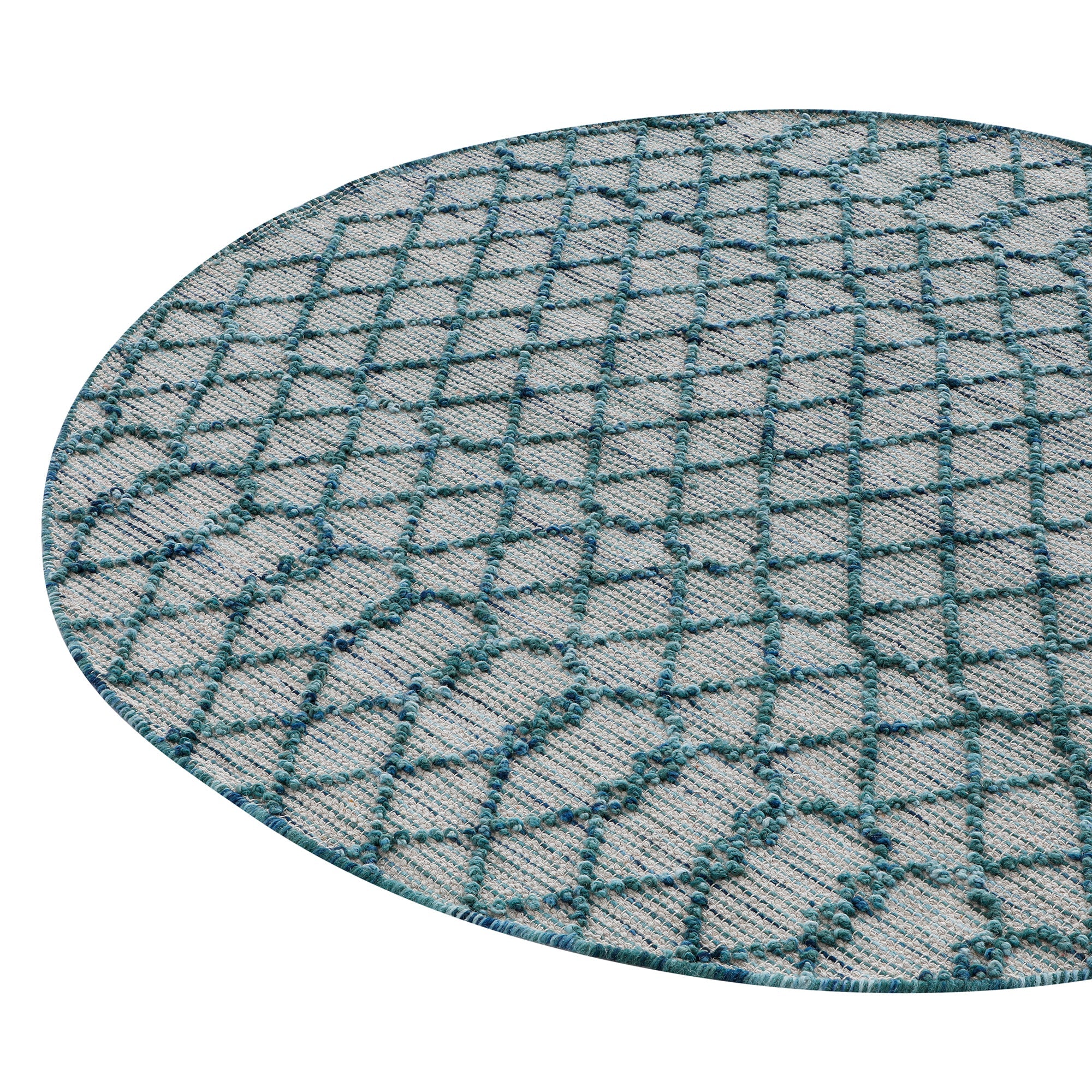 Avanti Handwoven Aquamarine Bobble Wool Round Rug
