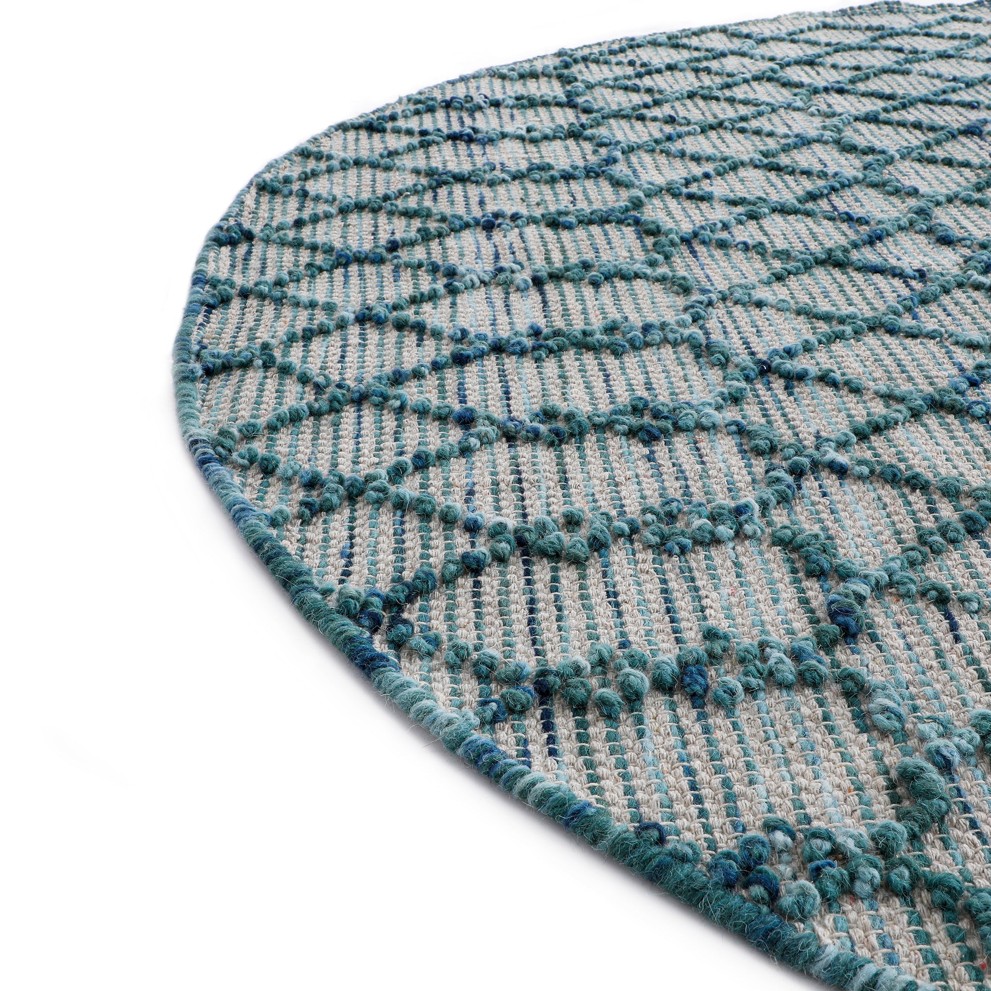 Avanti Handwoven Aquamarine Bobble Wool Round Rug