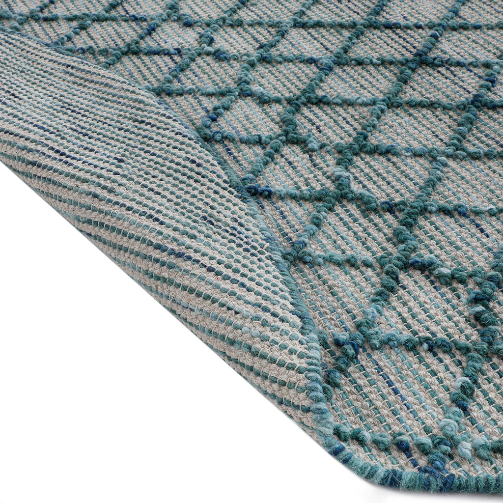 Avanti Handwoven Aquamarine Bobble Wool Round Rug