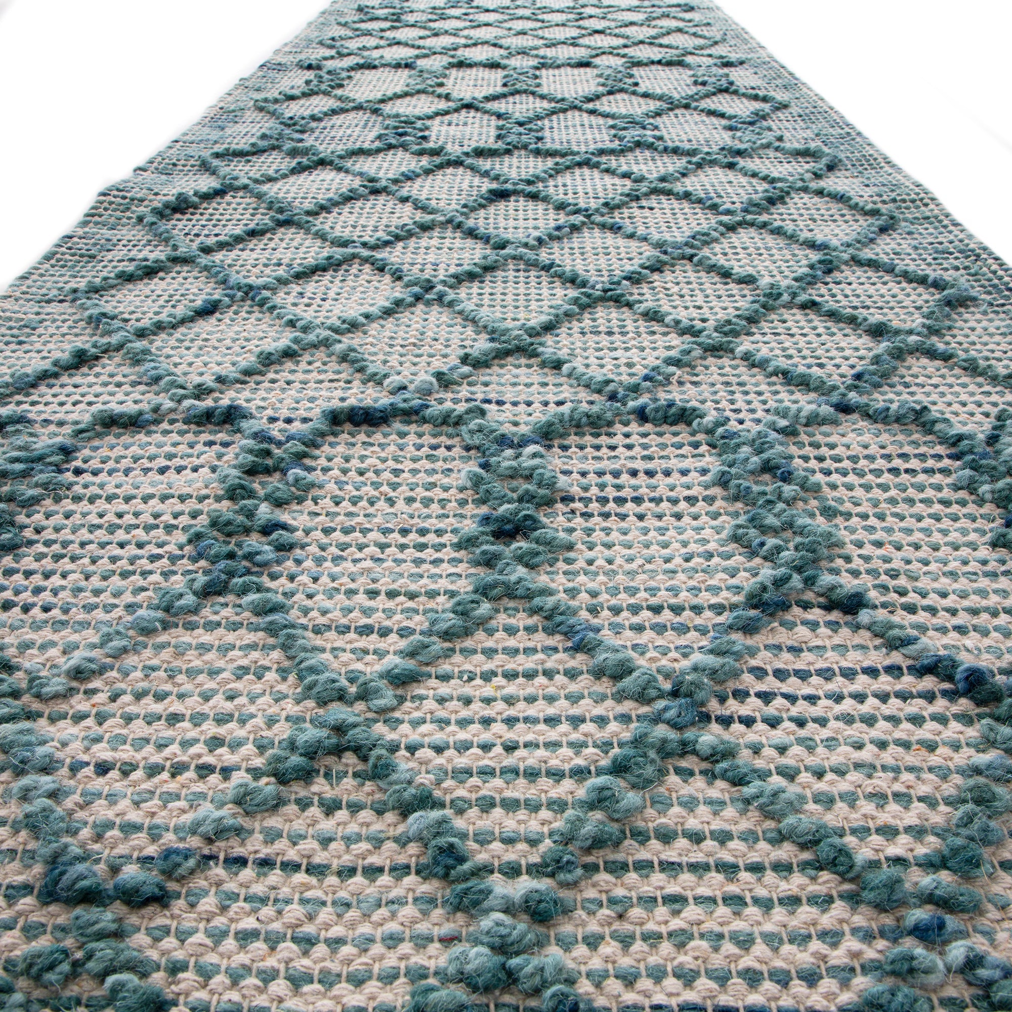 Avanti Handwoven Aquamarine Bobble Wool Runner