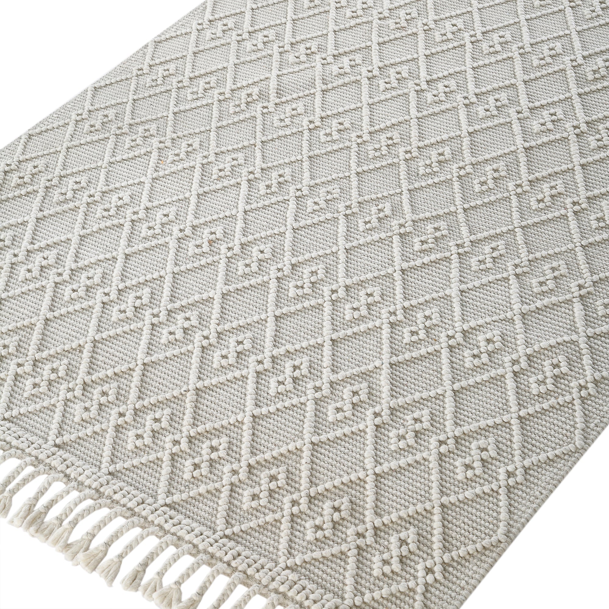 Avanti Handwoven Cream Bobble Wool Rug