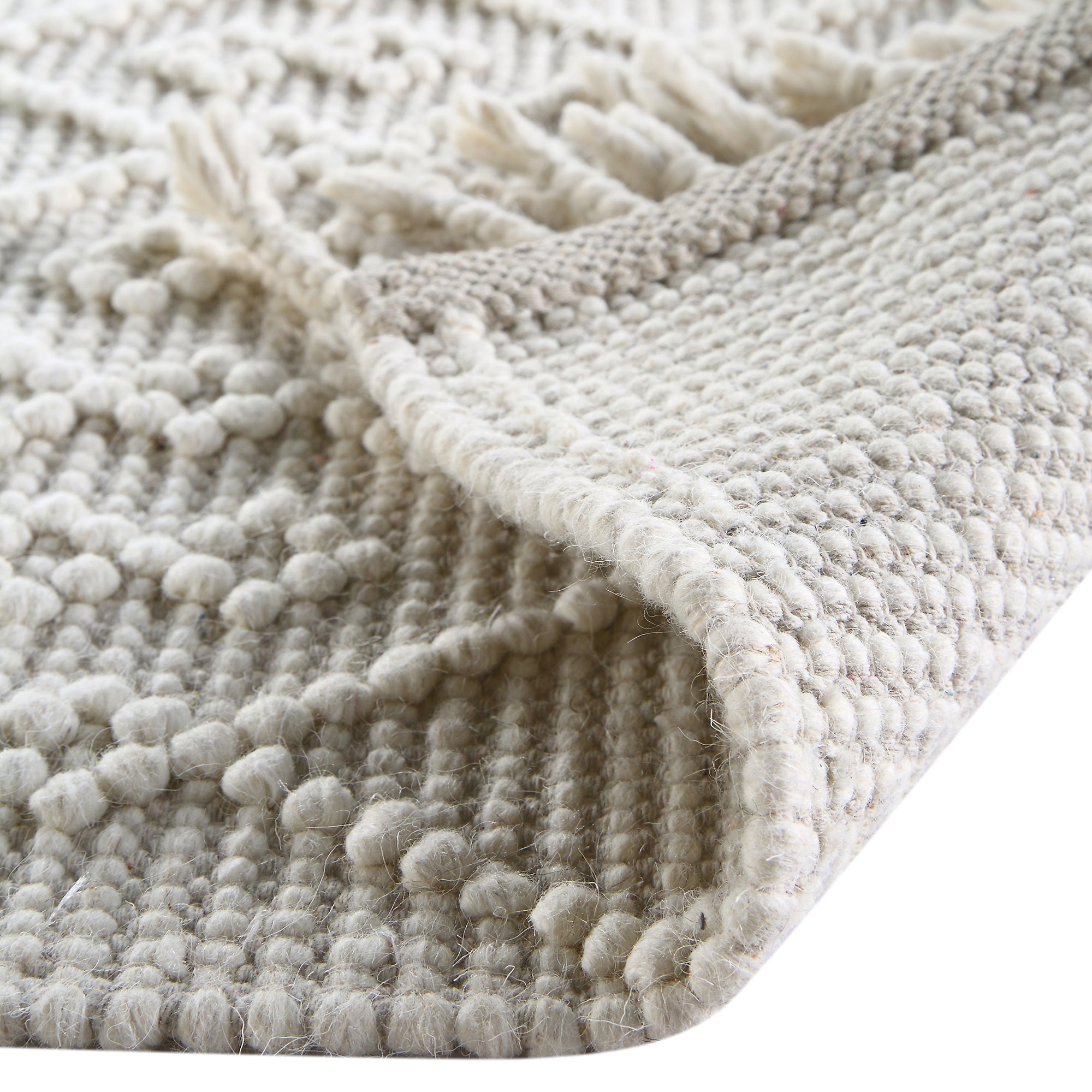 Avanti Handwoven Cream Bobble Wool Rug