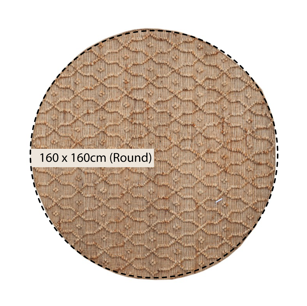 Casablanca Trellis Handwoven & Knotted Natural Jute Round Rug