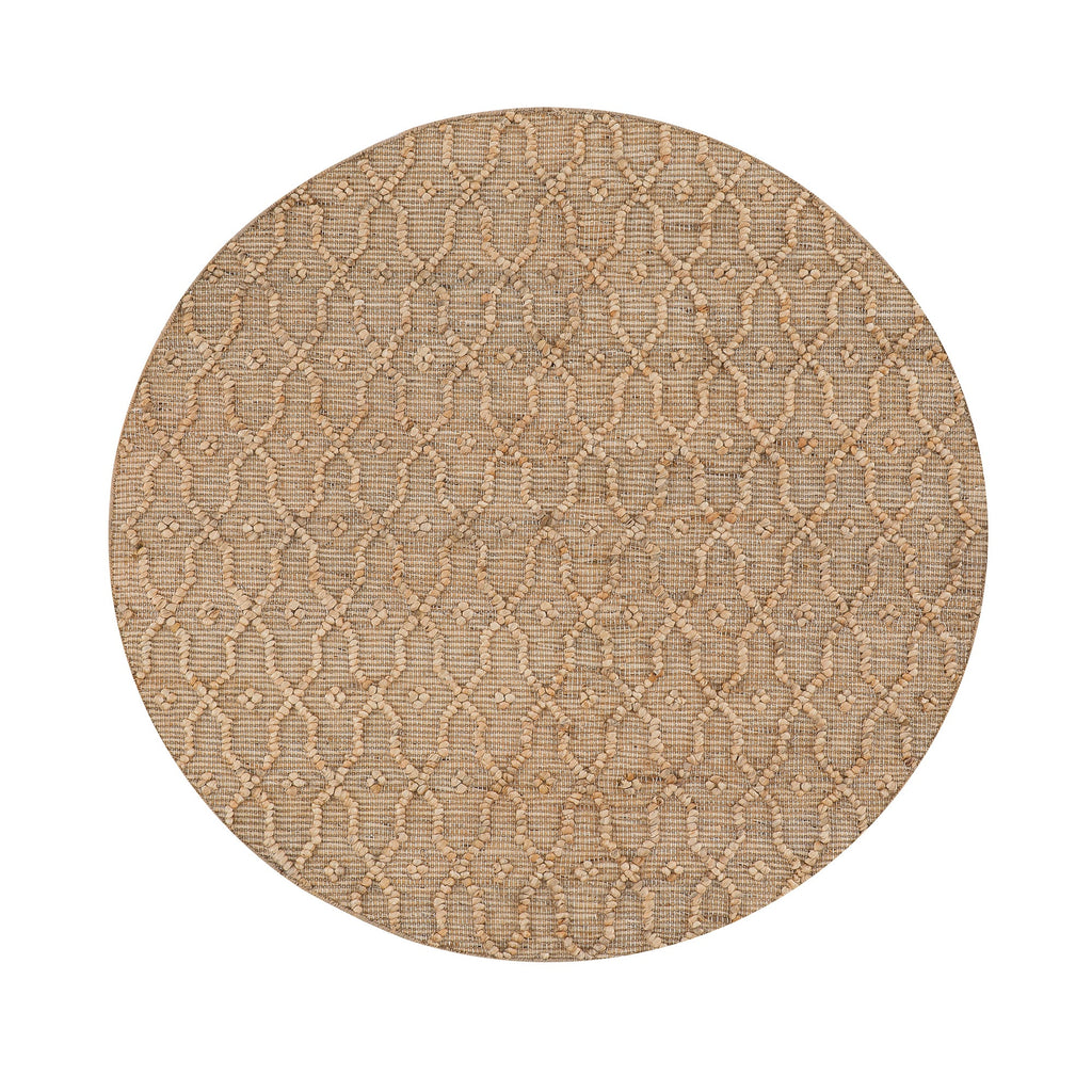 Casablanca Trellis Handwoven & Knotted Natural Jute Round Rug