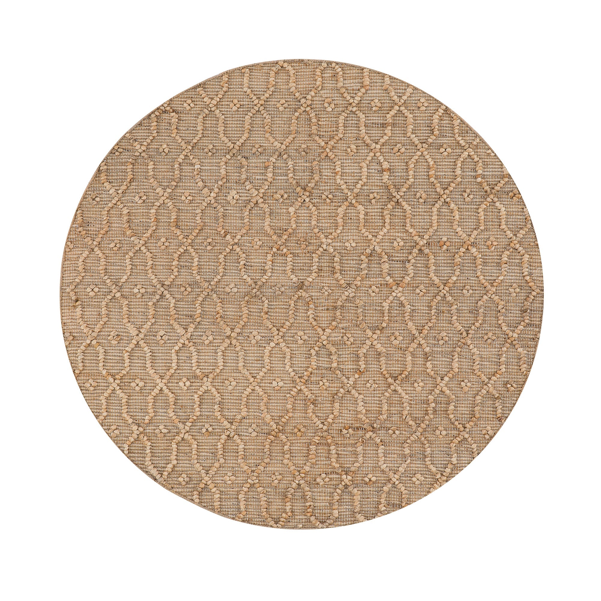 Casablanca Trellis Handwoven & Knotted Natural Jute Round Rug