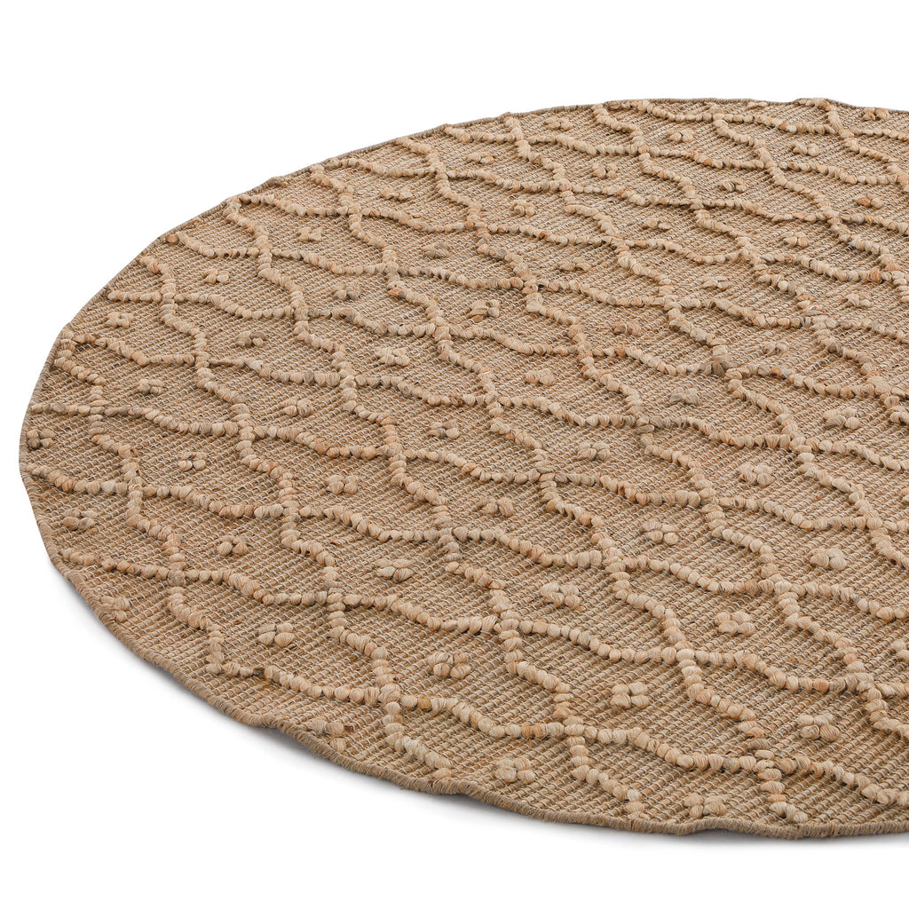 Casablanca Trellis Handwoven & Knotted Natural Jute Round Rug