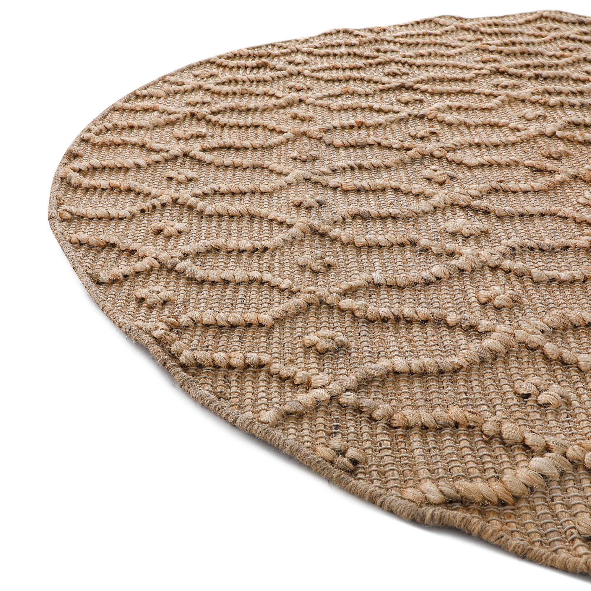 Casablanca Trellis Handwoven & Knotted Natural Jute Round Rug